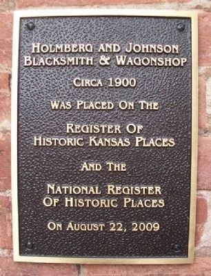 Holmberg and Johnson Blacksmith & Wagonshop NRHP Marker image. Click for full size.