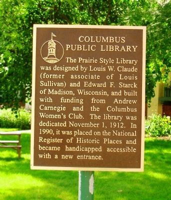 Columbus Public Library Marker image. Click for full size.