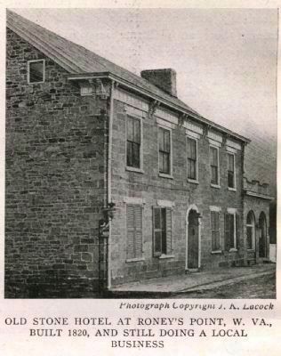 Old Stone Hotel at Roney's Point, W. Va., built in 1820, and still doing business (1916) image. Click for full size.