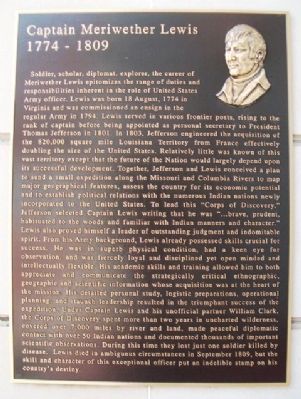 Captain Meriwether Lewis Marker image. Click for full size.