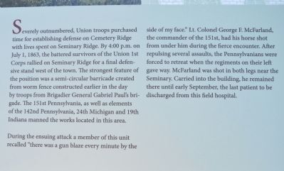 The Union Defense of Seminary Ridge Marker image. Click for full size.