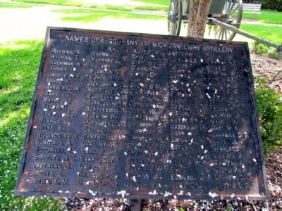 Names of A-Company, 1st Michigan Light Artillery. Click for full size. Names of A-Company, 1st Michigan Light Artillery image. Click for full size.
