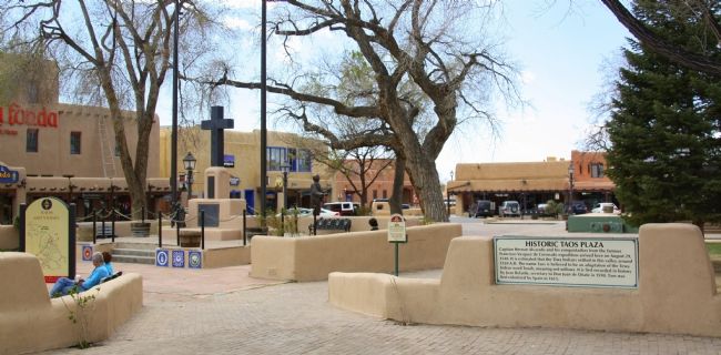 Historic Taos Plaza and Marker image. Click for full size.