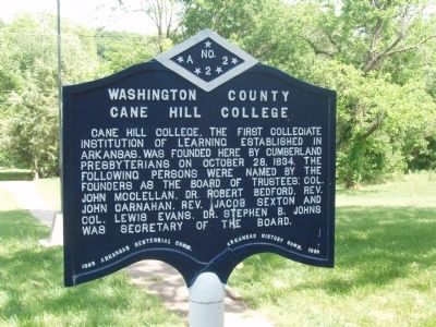 Washington County Cane Hill College Marker image. Click for full size.