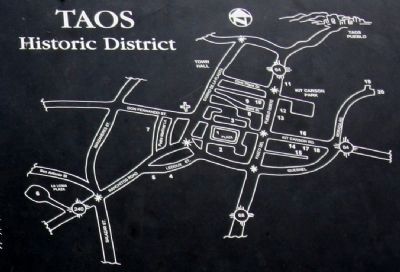 Map of Taos Historic District Reproduced on Marker image. Click for full size.