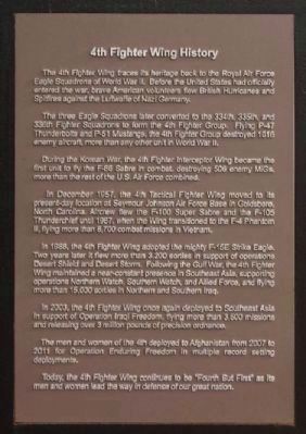 Second Seymour Johnson History AFB / 4th Fighter Wing History Plaque. Click for full size. Second Seymour Johnson History AFB / 4th Fighter Wing History Plaque image. Click for full size.