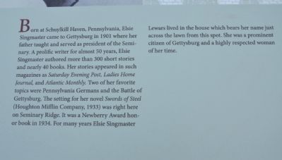 Elsie Singmaster Marker image. Click for full size.
