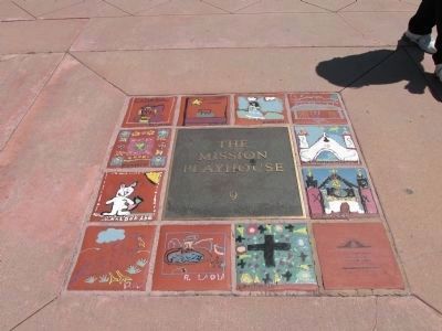 Plaque Tiles Mounted in the Sidewalk image. Click for full size.