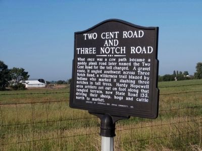 Two Cent Road and Three Notch Road Marker image. Click for full size.