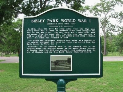 Sibley Park World War I Marker image, Touch for more information