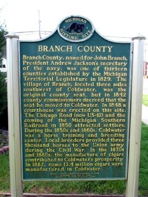 Branch County Marker image. Click for full size.