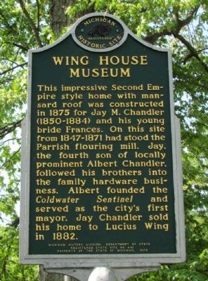 Wing House Museum Marker (Front) image. Click for full size.