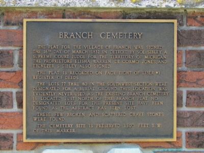 Branch Cemetery Marker. Click for full size. Branch Cemetery Marker image. Click for full size.