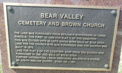 Bear Valley Cemetery and Brown Church Marker image. Click for full size.