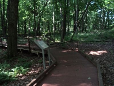 Marker on Victory Woods Trail image. Click for full size.
