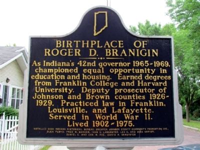 Birthplace of Roger D. Branigin Marker image. Click for full size.