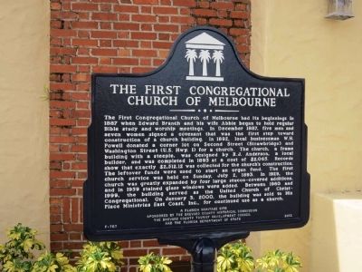 The First Congregational Church of Melbourne Marker image. Click for full size.