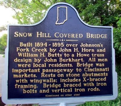 Snow Hill Covered Bridge Marker (Front) image. Click for full size.