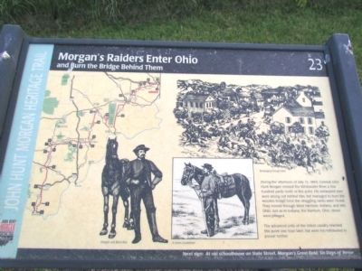 Morgan's Raiders Enter Ohio Marker image. Click for full size.