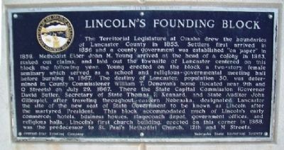 Lincoln's Founding Block Marker. Click for full size. Lincoln's Founding Block Marker image. Click for full size.