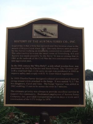 History of the Aurora Ferry Co., Inc. Marker image. Click for full size.