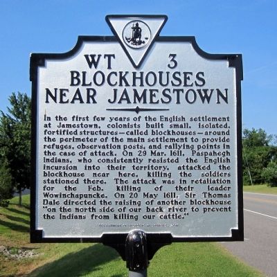 Blockhouses Near Jamestown Marker image. Click for full size.