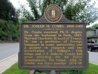 Dr. Josiah H. Combs, 1886-1960 Marker image. Click for full size.
