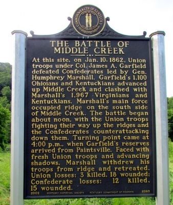 The Battle of Middle Creek Marker image. Click for full size.
