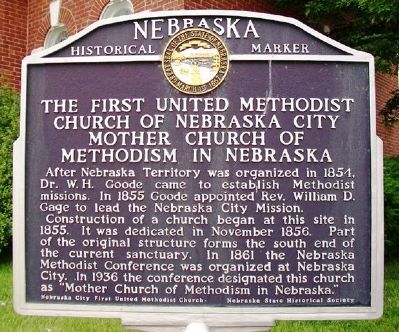 Mother Church of Methodist in Nebraska Marker image. Click for full size.