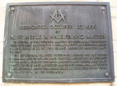 Pioneer Masons of Nebraska Territory Marker. Click for full size. Pioneer Masons of Nebraska Territory Marker image. Click for full size.