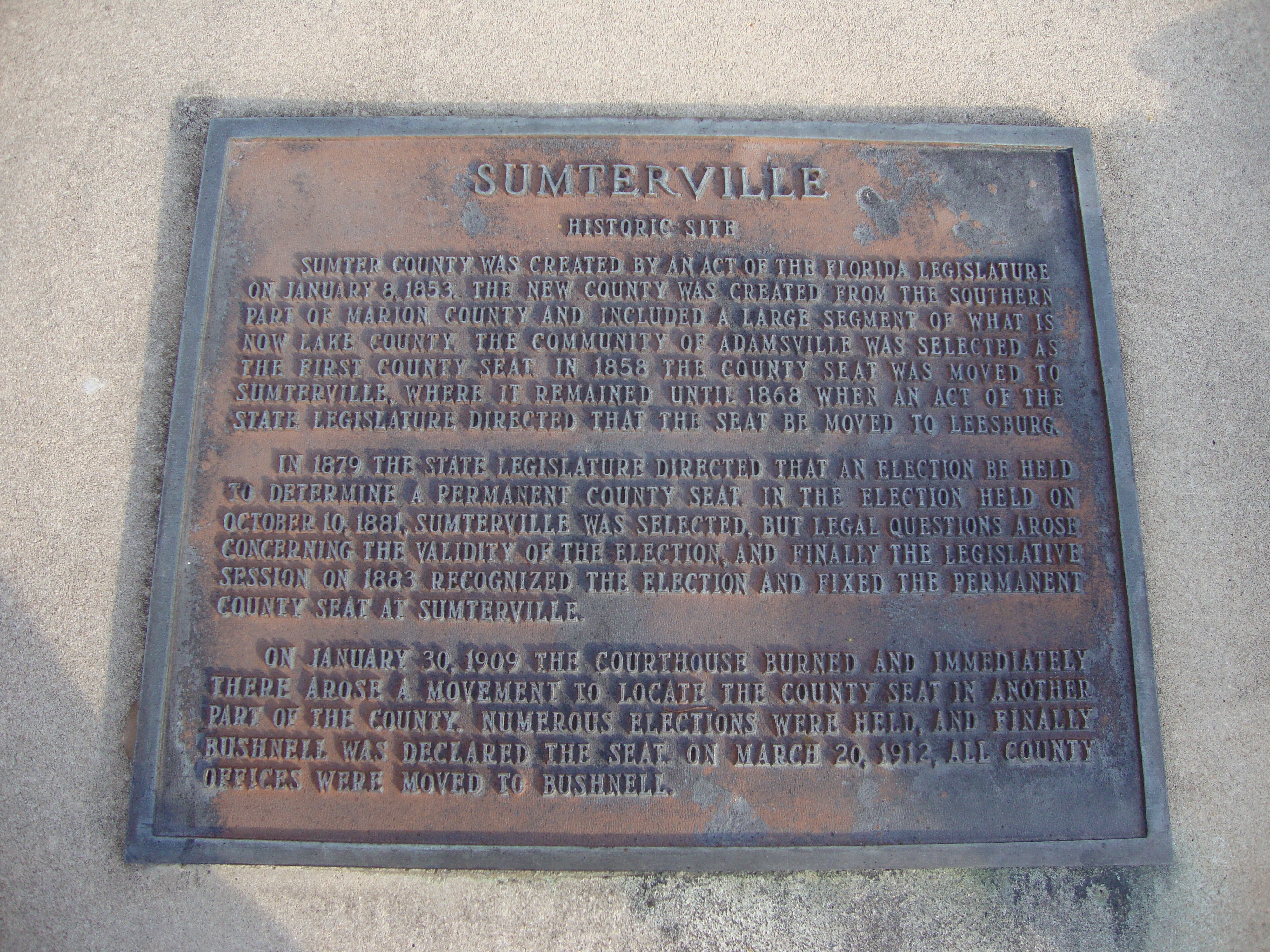Sumterville Marker