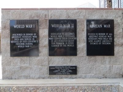 <i>Plaques on left side of:</i> Vietnam War Memorial. Click for full size. <i>Plaques on left side of:</i> Vietnam War Memorial image. Click for full size.