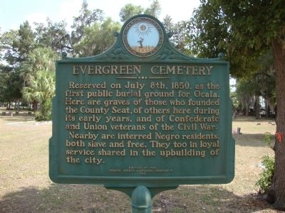 Evergreen Cemetery Marker. Click for full size. Evergreen Cemetery Marker image. Click for full size.