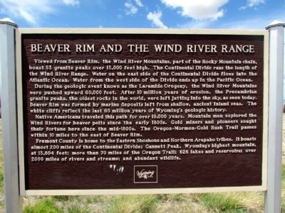 Beaver Rim and the Wind River Range Marker. Click for full size. Beaver Rim and the Wind River Range Marker image. Click for full size.