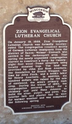 Zion Evangelical Lutheran Church Marker image. Click for full size.