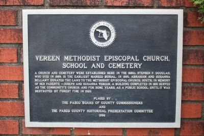 Vereen Methodist Episcopal Church, School and Cemetery Marker. Click for full size. Vereen Methodist Episcopal Church, School and Cemetery Marker image. Click for full size.