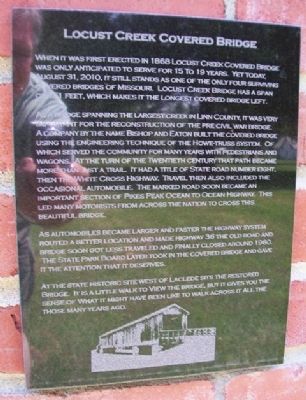 Locust Creek Covered Bridge Marker on Laclede Monument image. Click for full size.