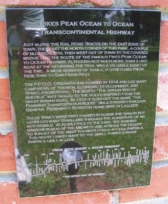 Pikes Peak Ocean to Ocean Hwy Marker on Laclede Monument image. Click for full size.