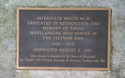 Interstate 68 Maryland Vietnam Memorial image. Click for full size.
