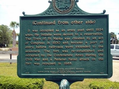 San Marcos de Apalache Marker reverse. Click for full size. San Marcos de Apalache Marker reverse image. Click for full size.