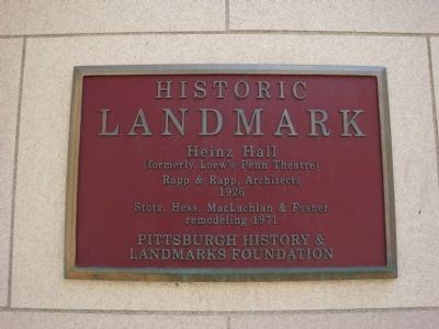 Heinz Hall Marker image. Click for full size.