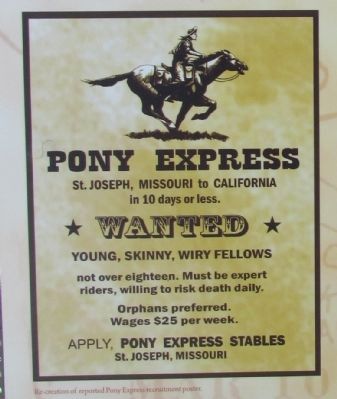 Pony Express Recruitment Poster image. Click for full size.