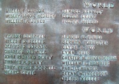 World Wars Memorial Honor Roll. Click for full size. World Wars Memorial Honor Roll image. Click for full size.