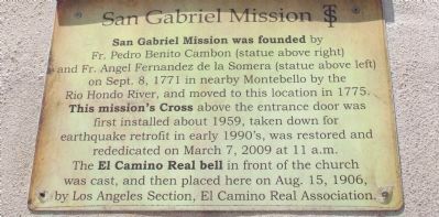 San Gabriel Mission Marker image. Click for full size.