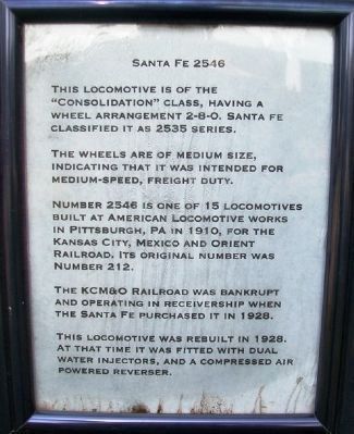 Santa Fe 2546 Marker. Click for full size. Santa Fe 2546 Marker image. Click for full size.