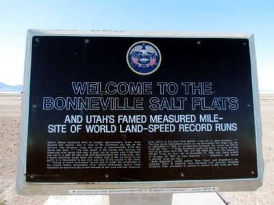 Welcome to the Bonneville Salt Flats Marker image. Click for full size.