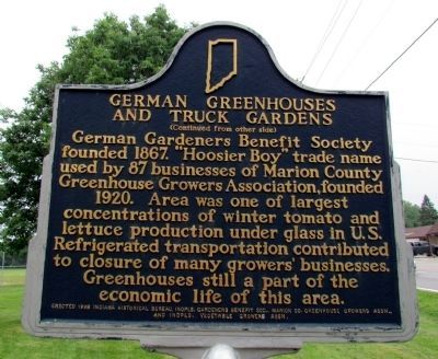 German Greenhouses and Truck Gardens Marker (Back) image. Click for full size.