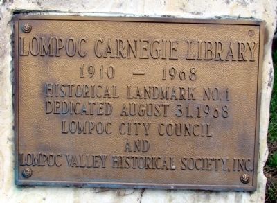 Lompoc Carnegie Library Marker image. Click for full size.