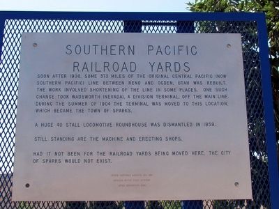 Original Southern Pacific Railroad Yards Marker image. Click for full size.