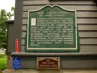 Free Congregation of Sauk County Marker image. Click for full size.